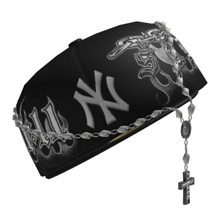 NY Fitted Cap w/ Rosary (Sideways)
