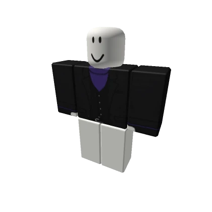 Black Suit w Purple Turtleneck | Vest, Gloves [+]