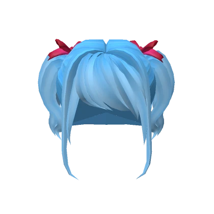 Short Blue Hair With Bow