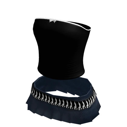 Black Crop Top Mini Skirt 