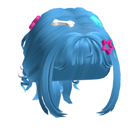 Decora Star Blue Hair Bun w Flowers