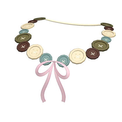 Earthy Button Mori Kei Ribbon Necklace