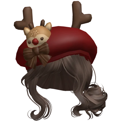 ♡ christmas brown hairdo with reindeer beret