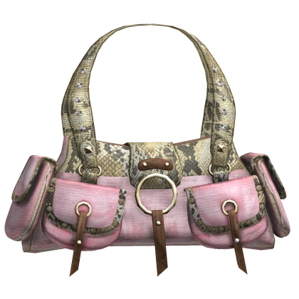 2000s McBling Snake Print Designer Bag (Pink)