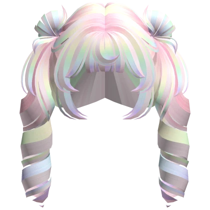 Pastel Rainbow Space Bun Coily Curl Pigtails