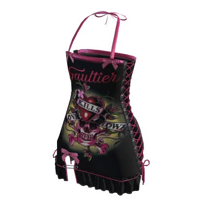 Y2K Punk Skull Dress | Black & Pink