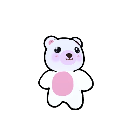 2D Cute Neon White Mini Bear