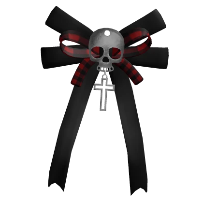 gothic harajuku red plaid skull cross bow vkei