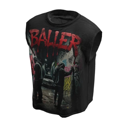 BALLER DISTRESSED TANK TOP.