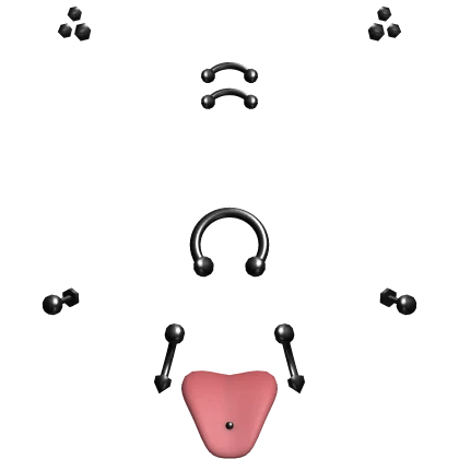 Pierced Tongue with Emo Face Piercings