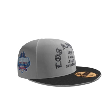 White LA Fitted Cap | Tilted
