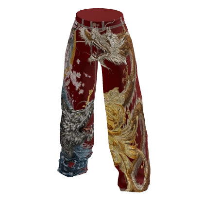 Indische Red Dragon Sukajan Baggy Pants Y2K 5%