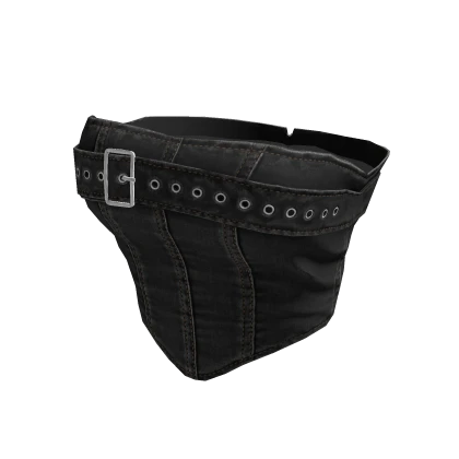 Black Denim Cropped Corset w/ Belt 🫐