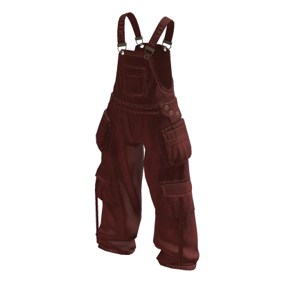 Baggy Oversized Denim Overalls in Red