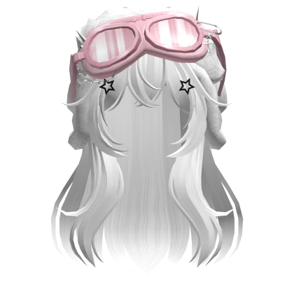 White Anime Long Hair w/ Y2K Goggles Ushanka v3