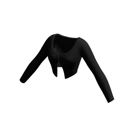 Black Split Front Button Crop Top