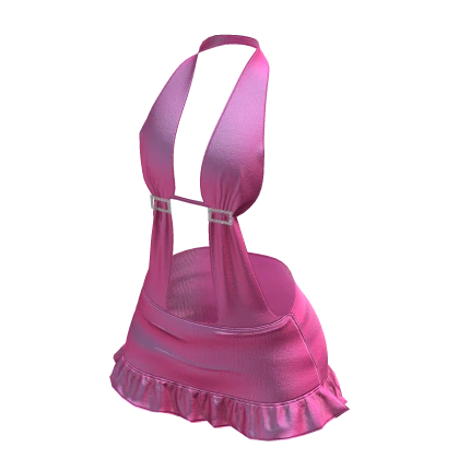 2000s pink buckled opened halter dress