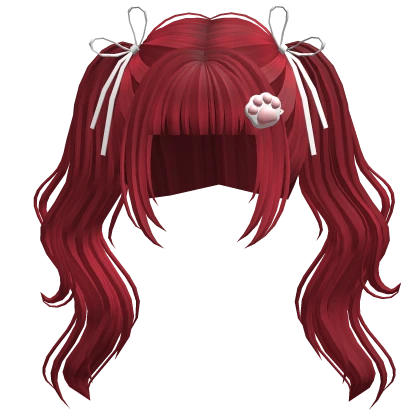 ♡ kawaii wavy pigtails w/ bows (cherry red)