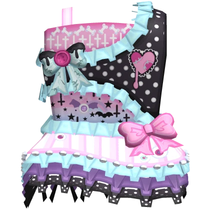 pastel goth polka dot ruffled bat dress