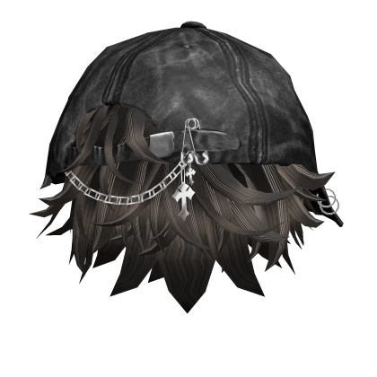Brown Streaky Messy Wolfcut Hair w/ Backwards Cap