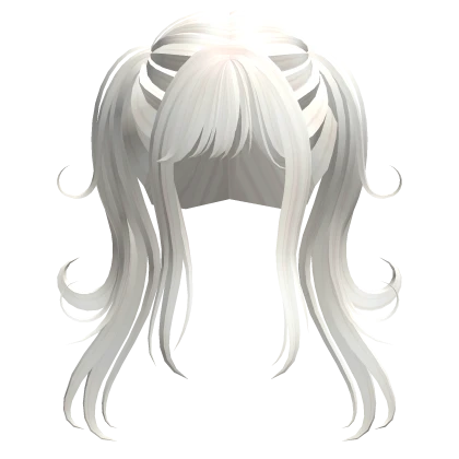 Playful Sleepy Wavy Pigtails in White