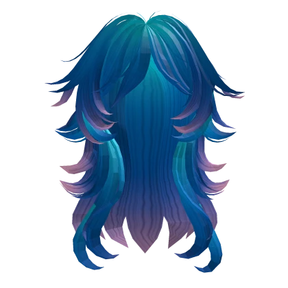 Blue Pink Aqua Fluffy Anime Girl Hair