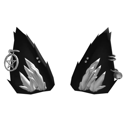 Black Silver Pierced Goth Cat Ears