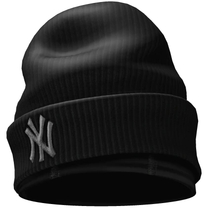 Black Oversized NY Beanie w/ Skullcap