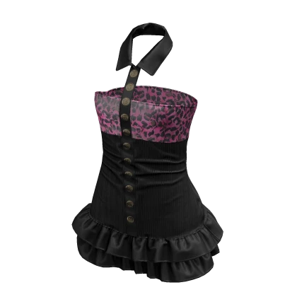 Gal Collar Mini Dress (Black Gyaru)