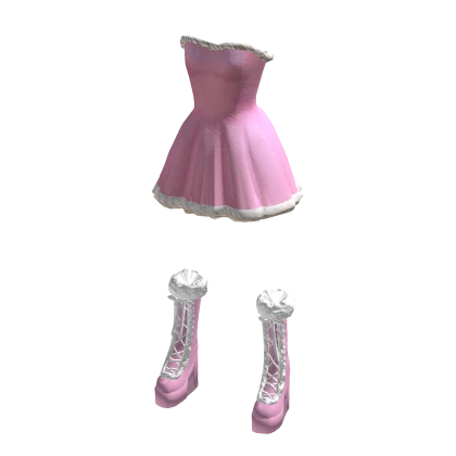 Festive Pink Christmas Dress With Fur Boots