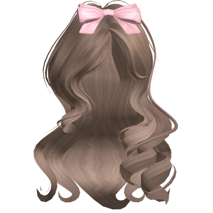 ♡ coquette milktea brown curls with pink bow