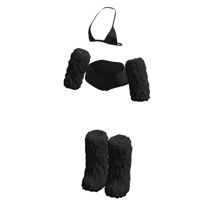 Y2K Slavic Winter Bikini Fur Set | Black