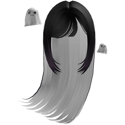 ♡ Cutesy haunted ghost black flowy hair