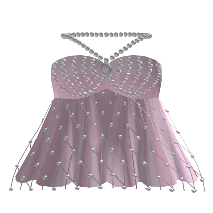 Sweetheart Pink Pearly Classy Ruffled Dress