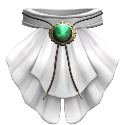 White Jabot Ruffle with a Green Gem 3.0