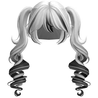 Two-Tone Curly Twin-Tail Pigtails (White & Black)
