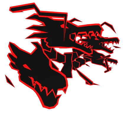 Cartoony Red Lightning Dragon Heads