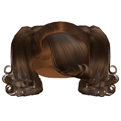 ☆ | Brown Curled End Pigtails With Bang
