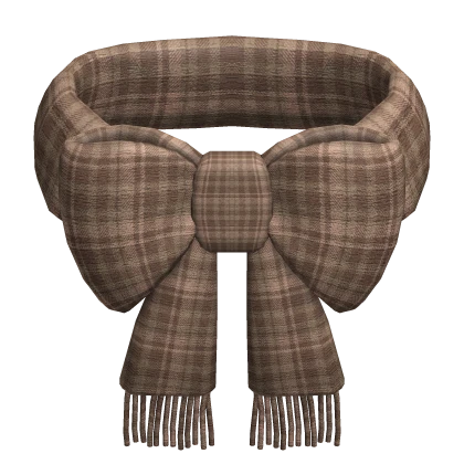 Oversized Bow Plaid Brown Scarf