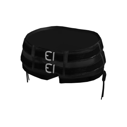 Black Emo Leather Double Belted Mini Shorts