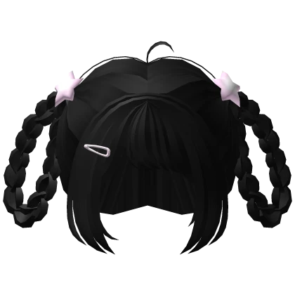 ୨୧ cutecore kawaii charm braid pigtails - black