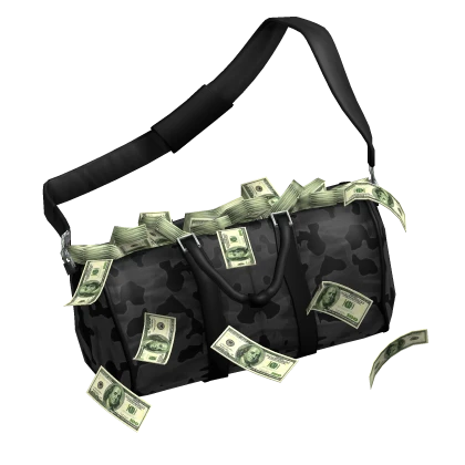 black camo money duffel bag