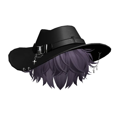 Purple Messy Hair w/ Fedora