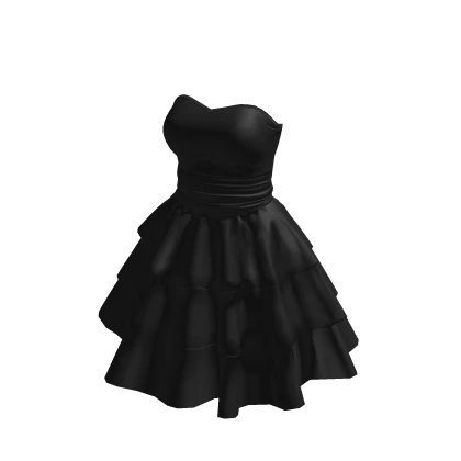 Black Goth Strapless Ruffle Layer Dress