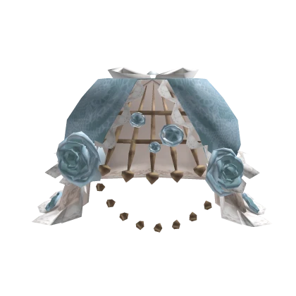 Rosy Rococo Gold Cage Skirt Bustle in Sky Blue