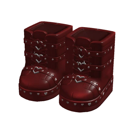 Y2K Emo Heart Boots Red