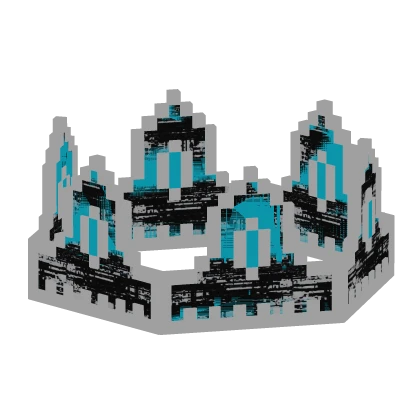 Cyan Blue Animated Glitch 8-Bit Crown