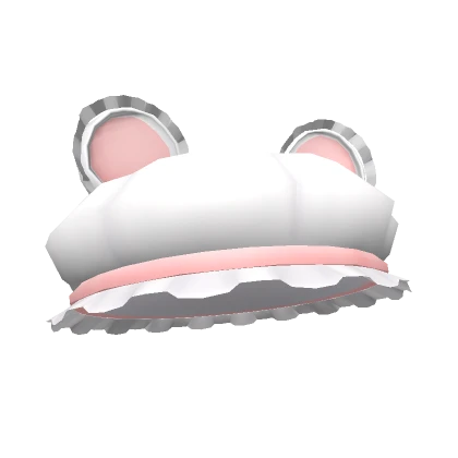 Cute Ruffled Bear Beret (White & Pink) 