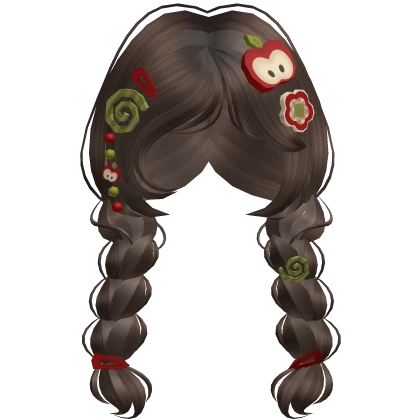 ♡ igari mori kei red apple twin braids (brown)