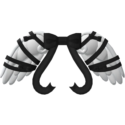 ♡ : small kawaii peagasus wings + black ribbons